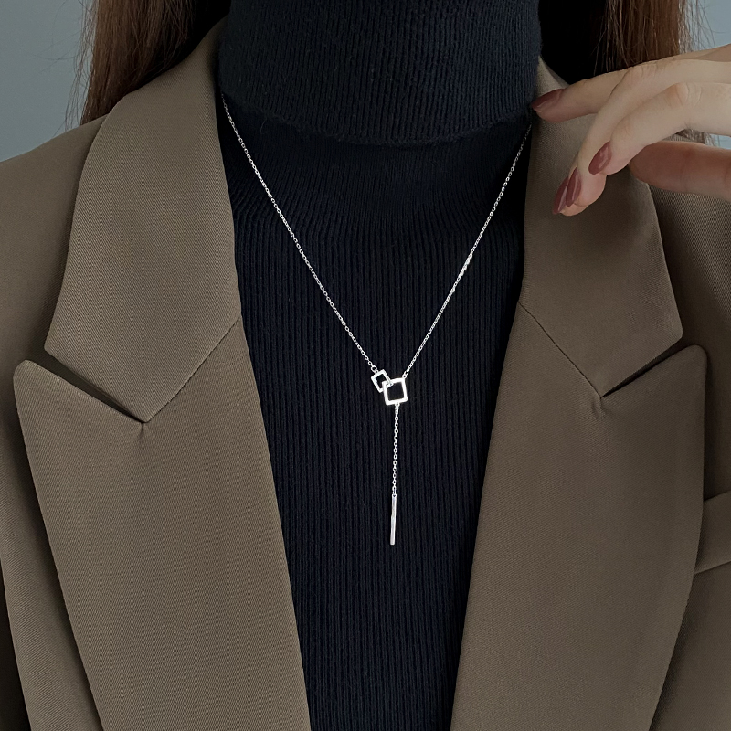 精致锁骨链几何毛衣链
