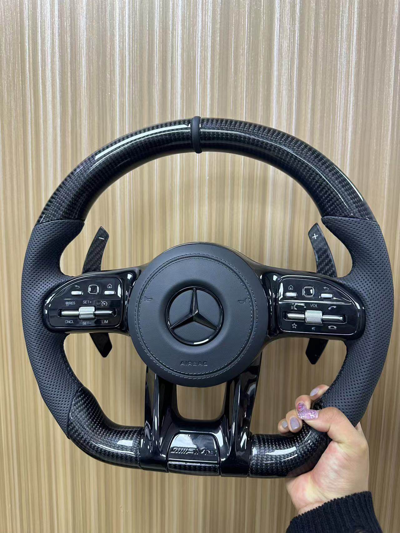 thumbnail for It is suitable for Mercedes-Benz old modifications to new AMG carbon fiber steering wheels AE300CSGR level GLC260GLESGT