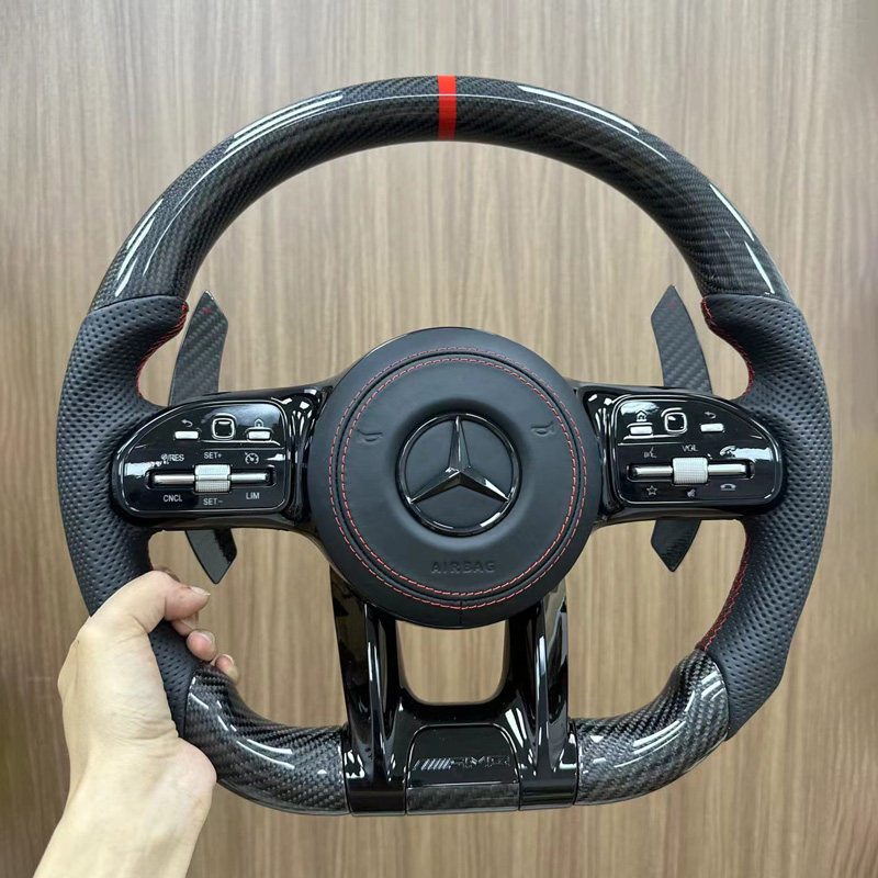 thumbnail for It is suitable for Mercedes-Benz old modifications to new AMG carbon fiber steering wheels AE300CSGR level GLC260GLESGT