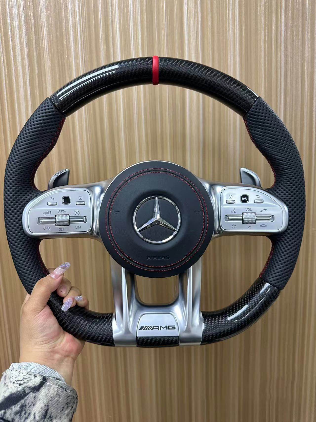 thumbnail for It is suitable for Mercedes-Benz old modifications to new AMG carbon fiber steering wheels AE300CSGR level GLC260GLESGT