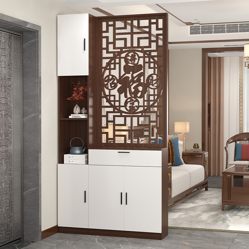 进门入户屏风隔断柜新中式置物架客厅现代实木正对大门双面玄关柜
