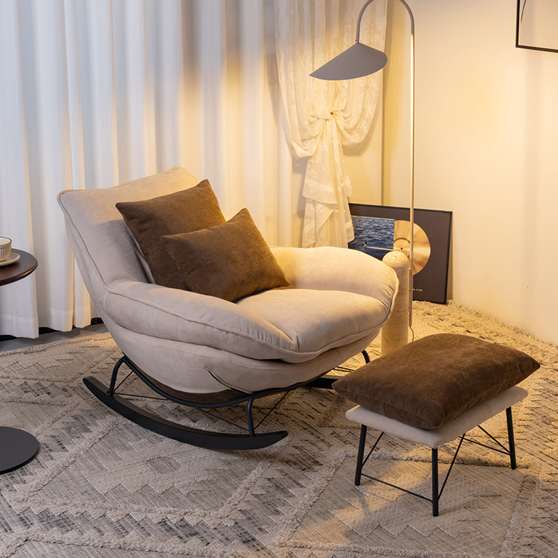 懒人沙发中古风2025新款阳台单躺椅成人可睡觉家用客厅休闲摇摇椅
