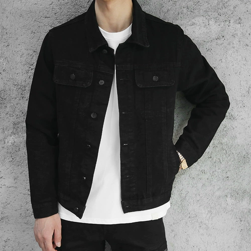 Tide, черная джинсовая демисезонная ретро куртка, в американском стиле