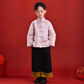 系列拜年服男女童原创设计粉色织金唐装 小蜜糖童装 定胜韶光 外套