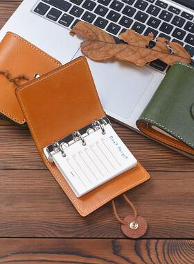 热销A9随身笔记本创意三孔活页手帐本植鞣牛皮口袋本记录本