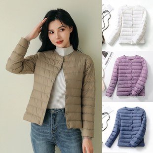 优质轻薄羽绒服女圆领v领内胆JK制服内搭小个子职业冬装女外套薄