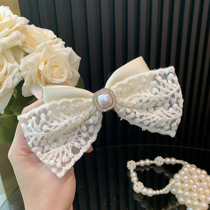 小沐沐童装女童珍珠发夹发饰百搭儿童女宝宝公主蝴蝶结发卡弹簧夹