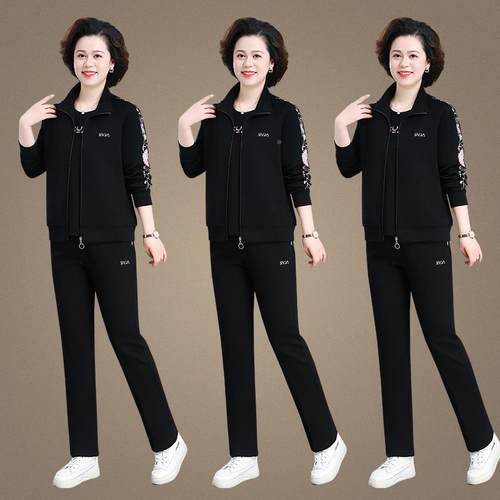 动新款春装刺16-227尚休时闲套装三绣件宽松大码显瘦运服花鸟图