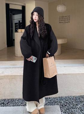 紫色面毛呢外套女中长款冬季高新款双级感好D122-27巨看韩系呢子