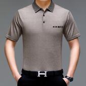 新款 II纯百恤搭翻领针织短袖 男老式 127 商务休闲中年爸色爸装 夏季