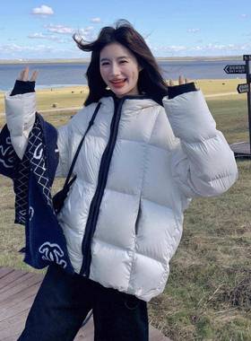白巨好看连短帽暖白保鸭绒羽绒服外套女冬b189-278新款小个子加厚