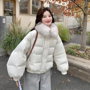 可脱卸大款毛ZR2C218领短加外厚年羽绒服女冬季小个子宽松款面包