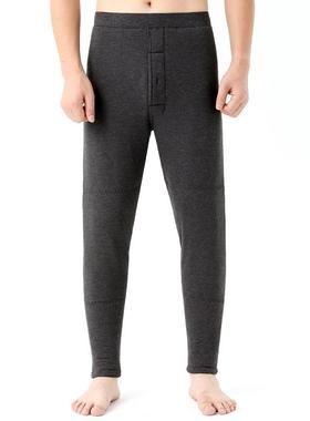 秋冬DUD羊裤高腰打底裤男人士秋裤加绒加厚棉毛裤老年保暖中裤男