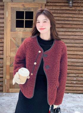 红色小风外C118-M62套女冬季香新款尚法式名媛高级感百时减龄搭短