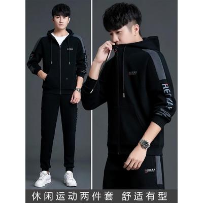 运动套装男春秋新款潮季流休闲时帅气搭配卫衣男尚跑士步服727976
