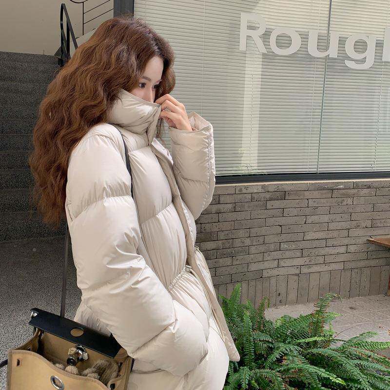 米白色冬泡芙羽绒女C016-904服季新款韩版松休闲连帽白宽鸭绒面包