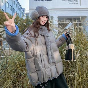 季2B27-61中长款外绒冬套撞暖色保羽绒服