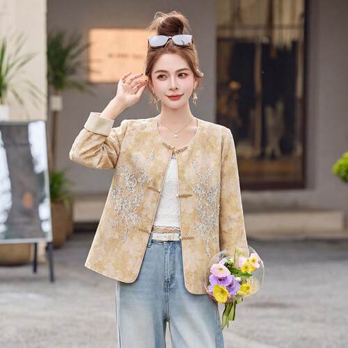 春季新款片女装中LK81-02国风工刺绣亮洋气减龄式重质宽松外套