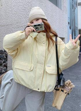 黄色连短帽羽b202-561绒服女冬款新款韩系减锋冲衣龄厚外套叠穿两