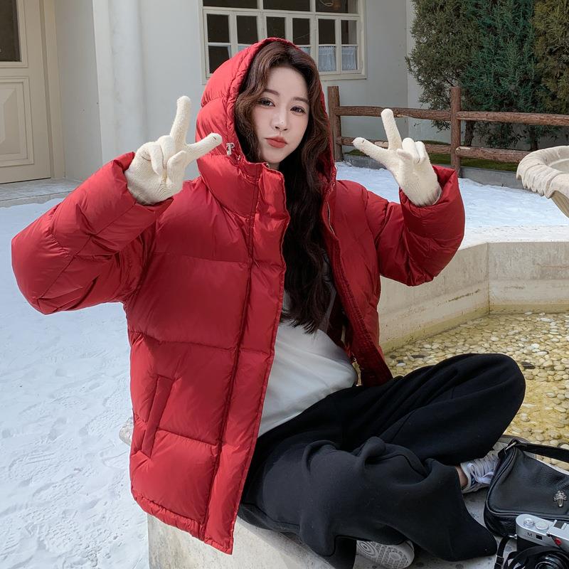 网红新爆款圣诞色红绒服2B142-18羽女冬季款韩系超好看美式复古短