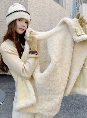 黄色短款小个仿子洋气减龄c095-918羊羔毛外套女暖厚实皮毛棉一保