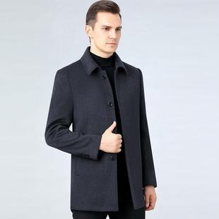 新老款 ZZ男冬季 中年翻领商务绒休闲羊大毛呢 双面羊绒衣1809 男士