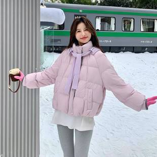 针织帽粉色羽绒C06-580款服女冬季新甜美爆款学连院风面包服加风