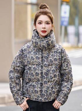 设感短款羽端绒服女冬新款时计尚洋气小个子妈妈高ZYI617K鸭绒白