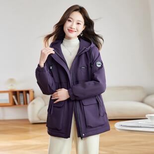 工装克服女长秋冬季派新款中款MZ11-1加绒加锋厚保暖冲衣外套