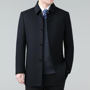 加厚年呢爸羊爸毛呢 羊毛子秋冬季 双面绒大衣1809 YY男中士中长款