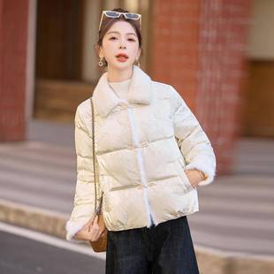 新中超式国风绒羽绒服女2052冬季时尚好看提花盘扣白鸭外套 W59W5