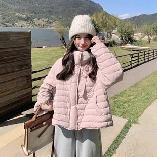 粉色系美减龄排骨羽绒服子女冬韩季新c25-685款小个连帽白甜鸭绒
