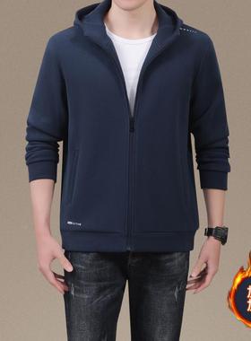 户外卫抓绒男士秋冬季厚连帽衣休加闲运AZF动夹克衫中年摇粒衣绒