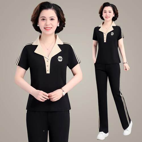 母亲节小年个子短妈妈夏装袖恤洋女气高贵中老运77322623动套装夏