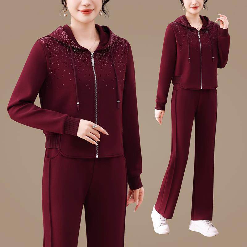春秋季成年女性运动健纺套装长袖棉混领透气跑步96850810身休闲时