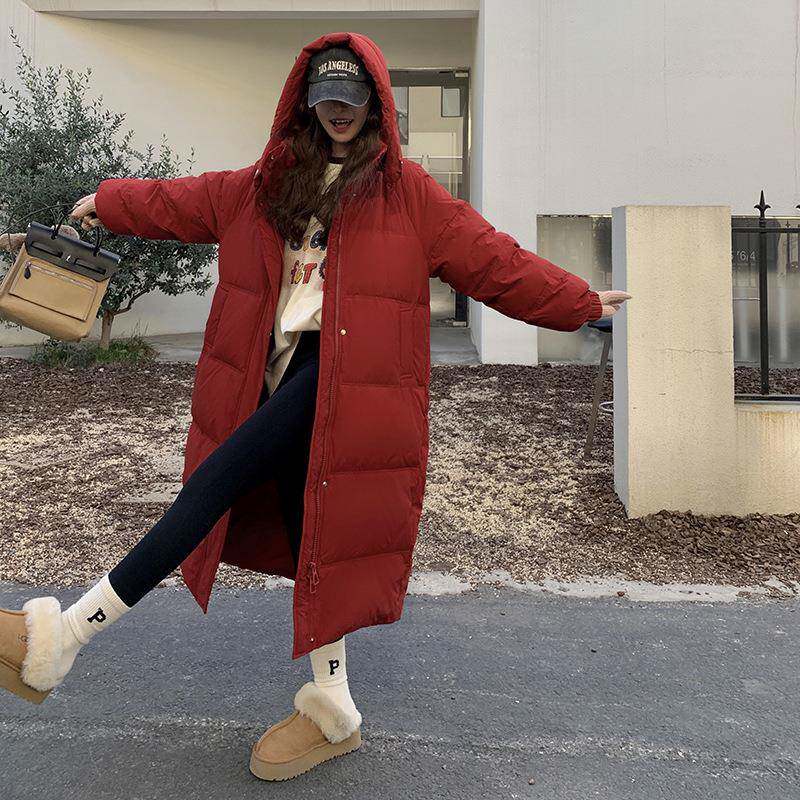 红款过膝羽新绒服女冬季新款色宽松加厚白鸭绒D084-622娘回门外长