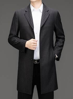 大码男士面商务1806-WL羊大衣加肥加大胖子中款长双呢外套男肥佬