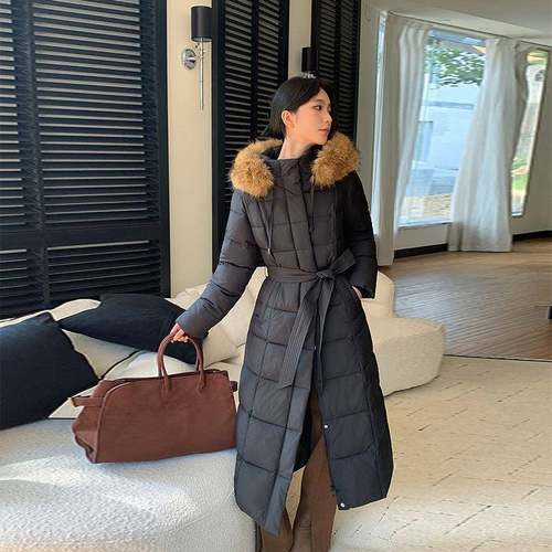 品牌正韩东毛大门秋冬新品款大领中长款修身国羽69-79绒棉服女外