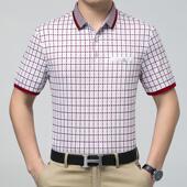 男新款 体恤衫 短恤中青年880 潮流格子爸爸装 EE桑士蚕丝袖 夏季