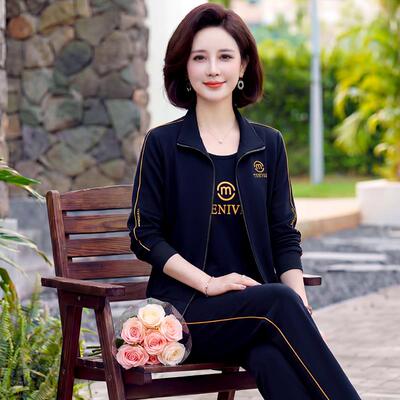 加肥加大码中件老年女运动三1020064套新款宽松弹力妈身妈晨练健