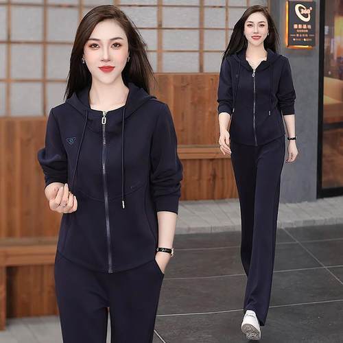 年个轻9646456妈妈秋装开女衫卫衣衣外套小子休闲套装春秋上两件