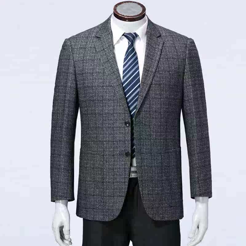 一件代发休闲西服上衣修身秋冬新品男士格子西装单西西服套装
