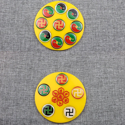 12cm黄铜版万字太极招财盘双面五龙吸财盘五龙震太极八卦补角盘