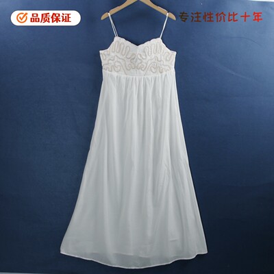 6524吊带长裙 夏季抹胸刺绣纯白色薄款显瘦加长淑女气质连衣裙