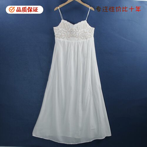 6524吊带长裙 夏季抹胸刺绣纯白色薄款显瘦加长淑女气质连衣裙