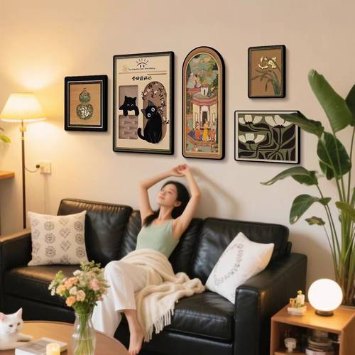 客厅法式中古风装饰画卧室床头新款壁画复古沙发背景墙上美式挂画