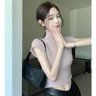 短款 设计感小众别致独特修身 上衣ins t恤女夏季 甜辣妹jazz纯欲短袖