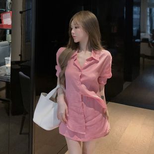 清纯系绝美防晒衬衫短裙套装女夏日松弛感穿搭微胖巨好看的单套装