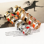 CNC工艺H字母戒指钛钢不掉色指环男女珐琅情侣对戒时尚 百搭字母戒