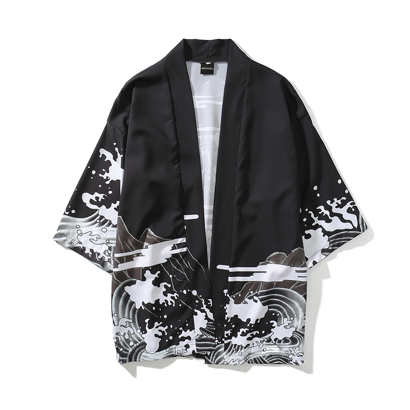 日系复古暗黑浮世绘道袍和服开衫
